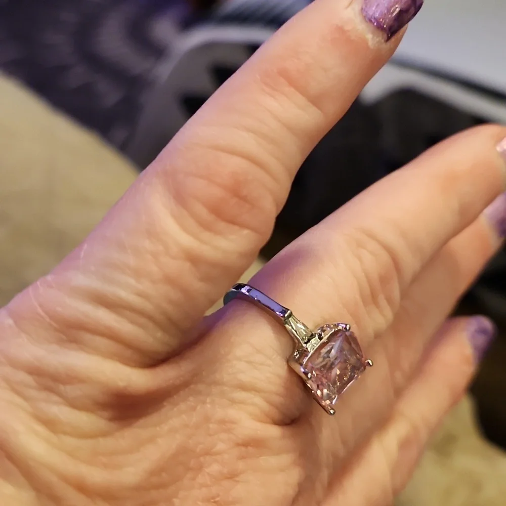Square Pink stoned Zircon Ring NIP